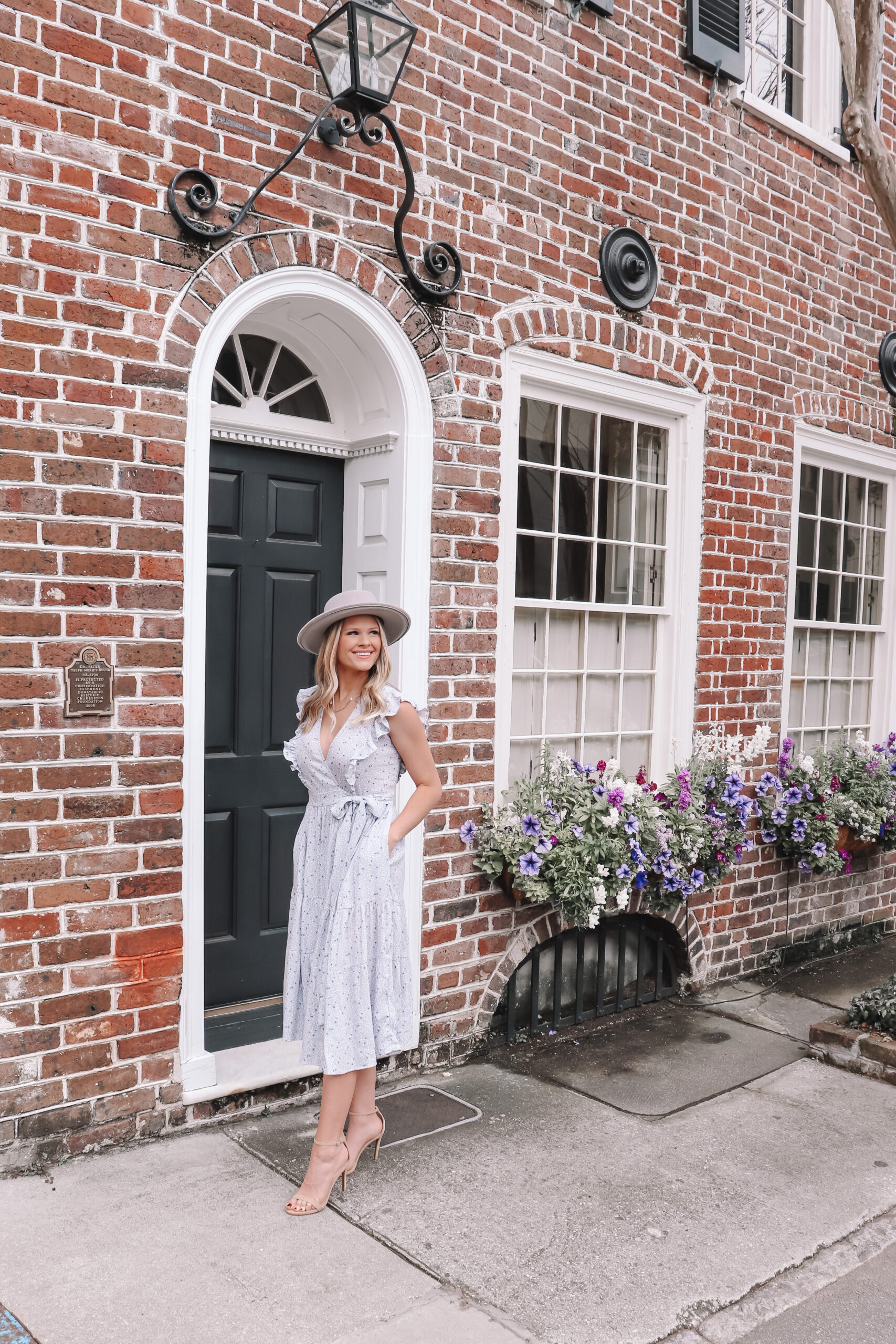 This image captures a spring floral dress with ruffles and a flowy skirt.